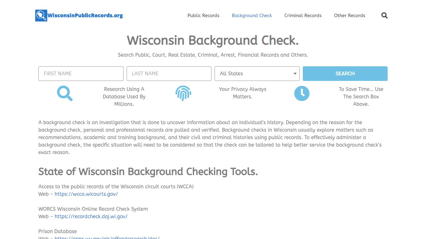 Wisconsin Background Check: WisconsinPublicRecords.org